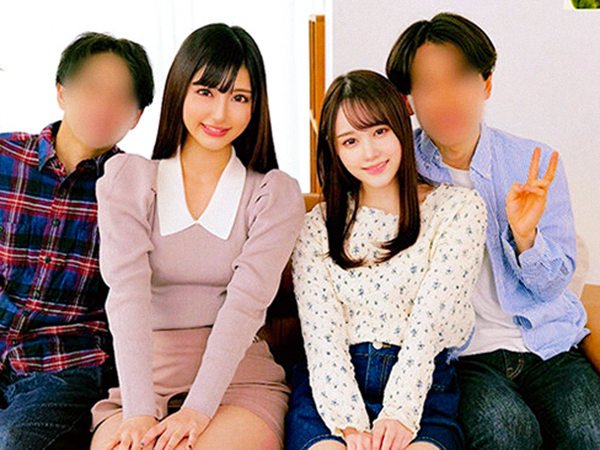 【素人ナンパ】「すっごい恥ずかしいんですけど…♡」可愛い彼女達のドスケベスワッピング！寝取られチンポに夢中で腰振り！